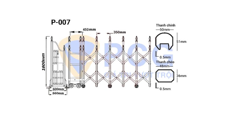 thông số kỹ thuật cổng xếp