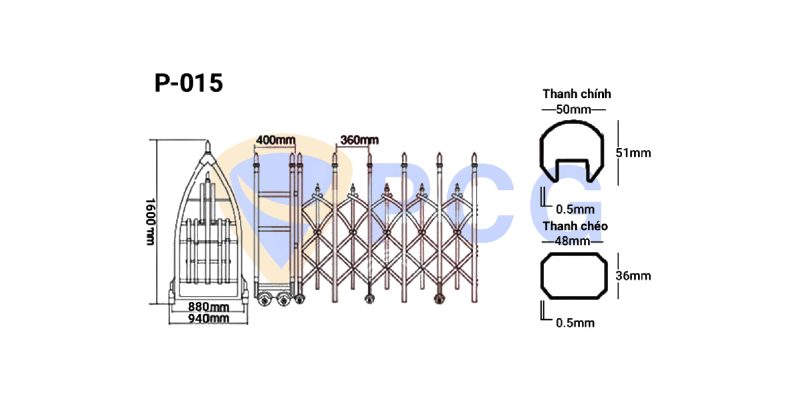 thông số kỹ thuật cổng xếp