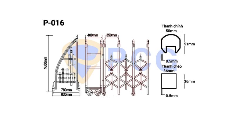 thông số kỹ thuật cổng xếp