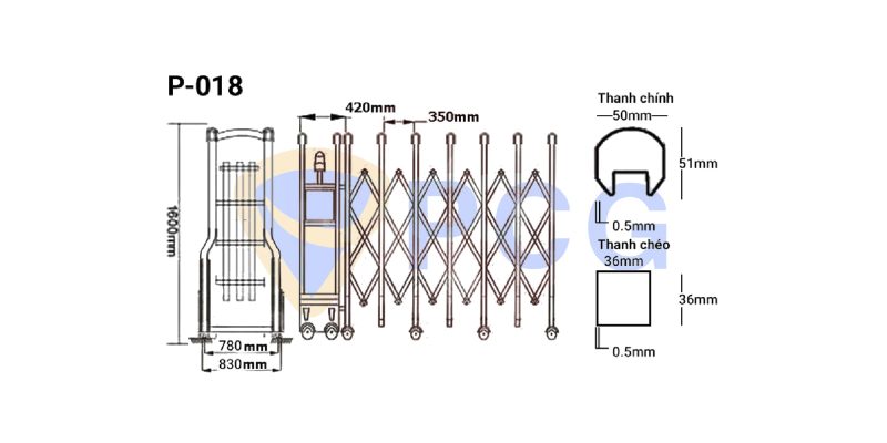 thông số kỹ thuật cổng xếp
