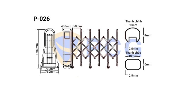 thông số kỹ thuật cổng xếp