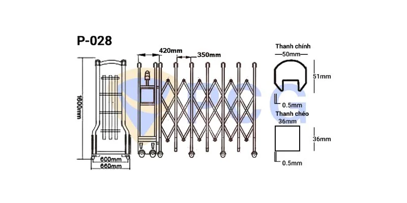thông số kỹ thuật cổng xếp