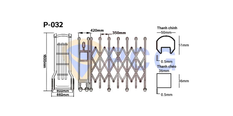 thông số kỹ thuật cổng xếp