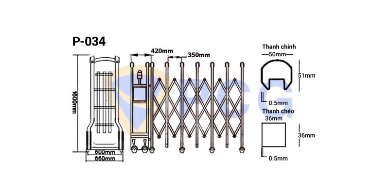 thông số kỹ thuật cổng xếp