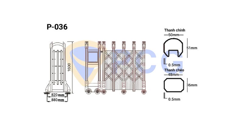 thông số kỹ thuật cổng xếp