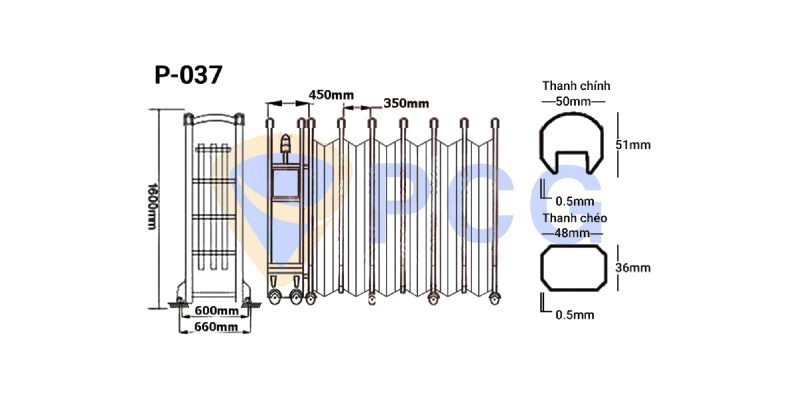 thông số kỹ thuật cổng xếp