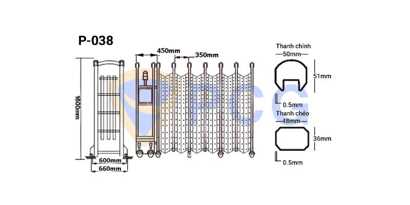 thông số kỹ thuật cổng xếp