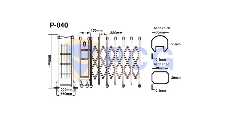thông số kỹ thuật cổng xếp