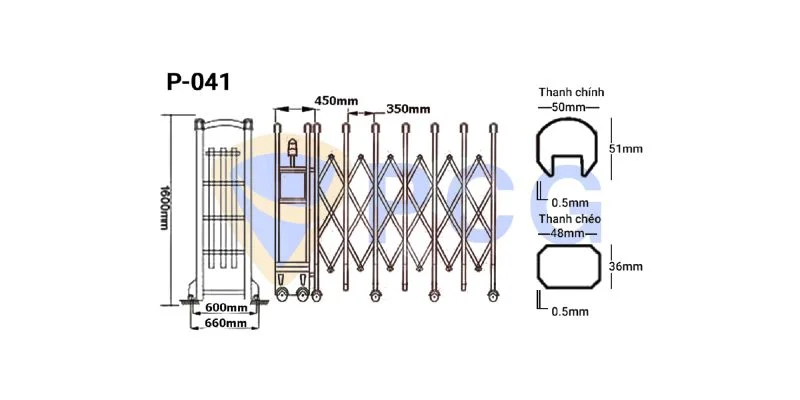 thông số kỹ thuật cổng xếp