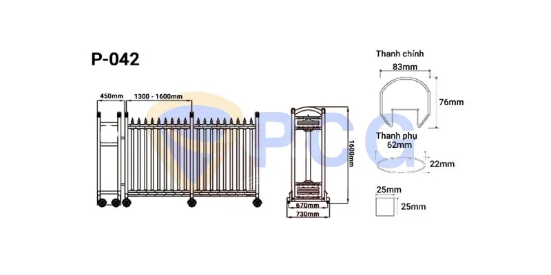 thông số kỹ thuật cổng xếp