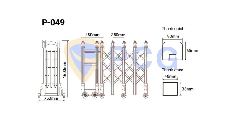 thông số kỹ thuật cổng xếp