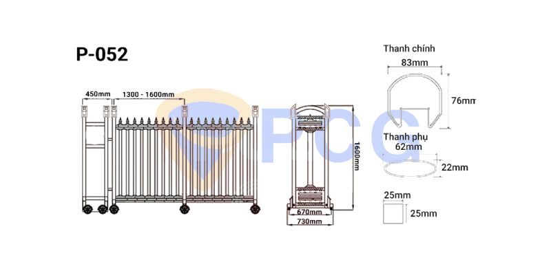 thông số kỹ thuật cổng xếp