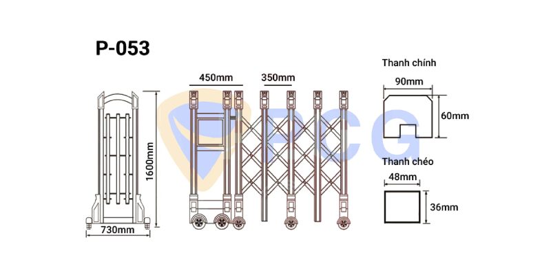 thông số kỹ thuật cổng xếp