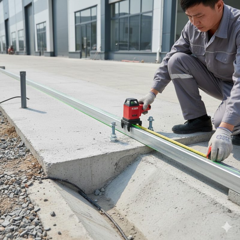 Hướng dẫn lắp đặt ray cổng trượt nhôm trên móng bê tông